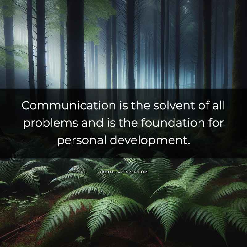 Communication is the solvent of all problems and is the foundation for personal development.