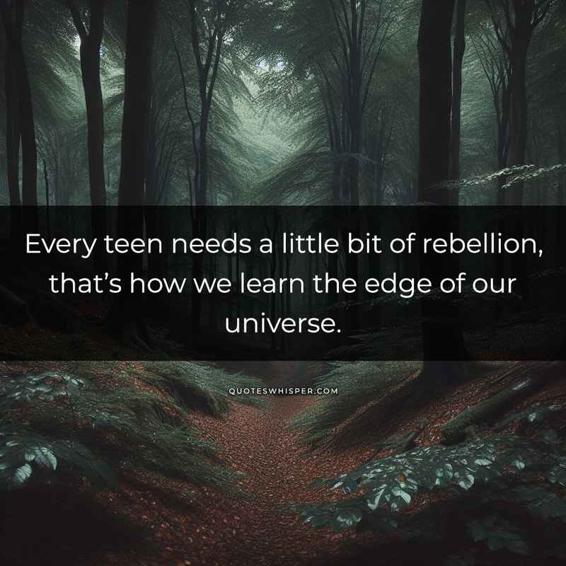 Every teen needs a little bit of rebellion, that’s how we learn the edge of our universe.