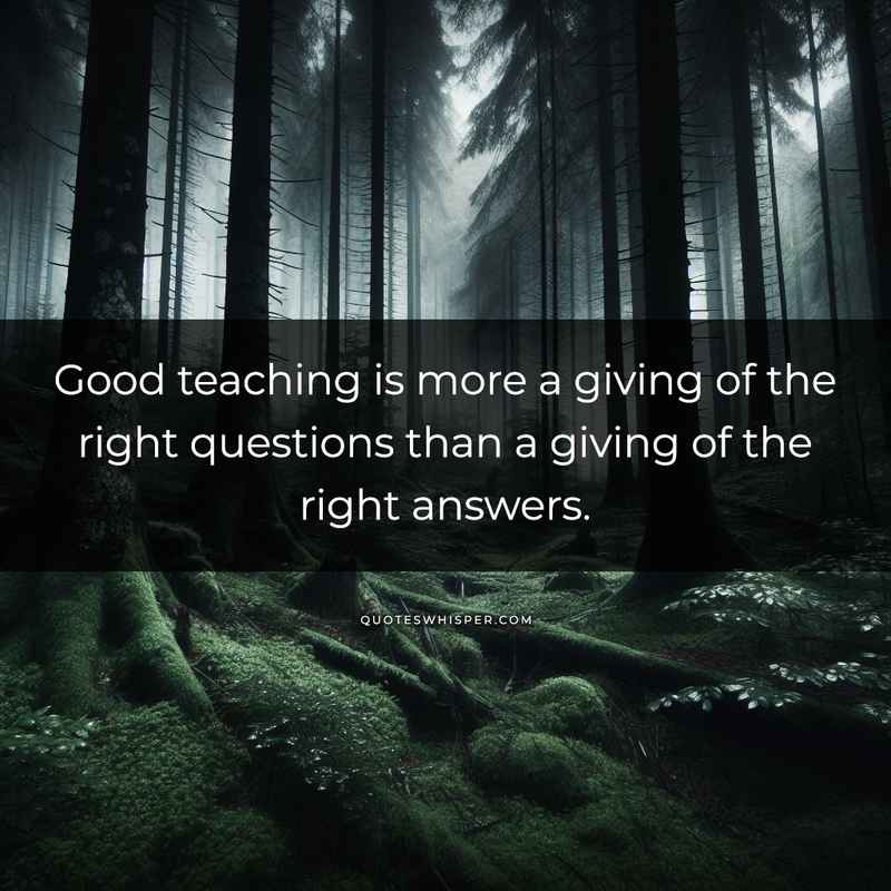 Good teaching is more a giving of the right questions than a giving of the right answers.