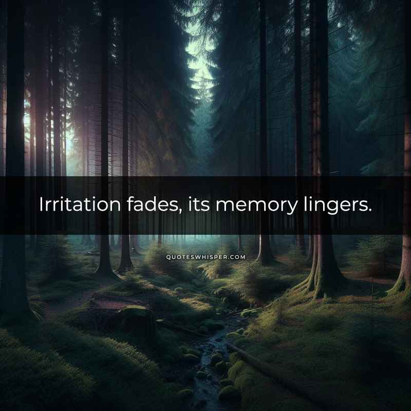 Irritation fades, its memory lingers.