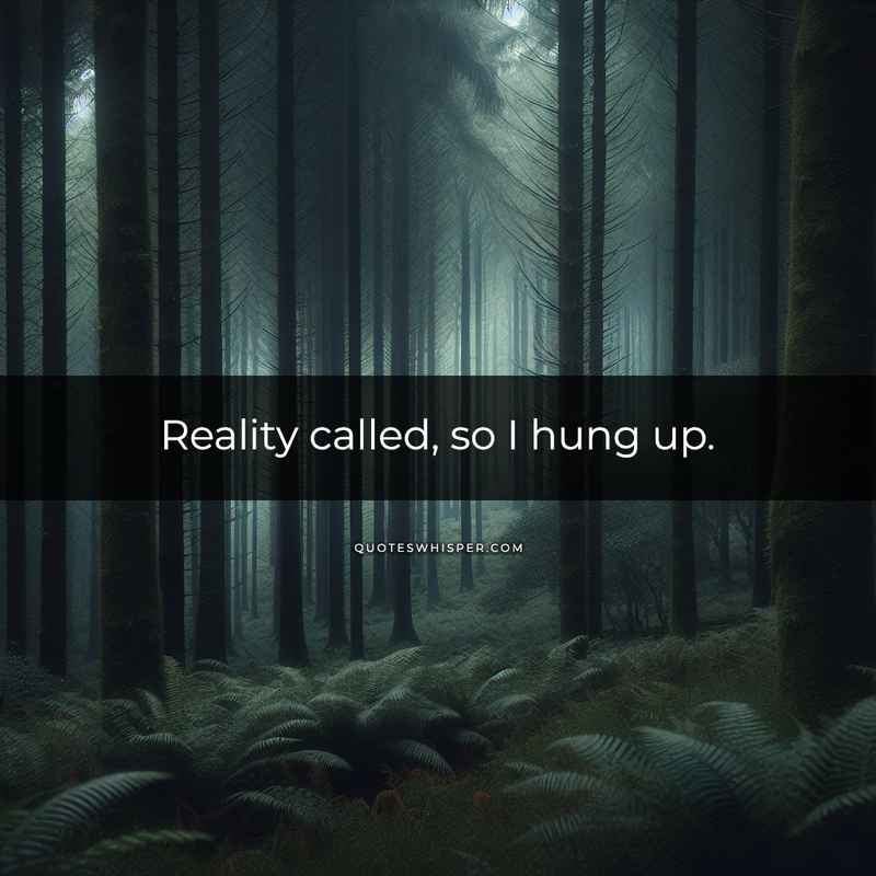 Reality called, so I hung up.