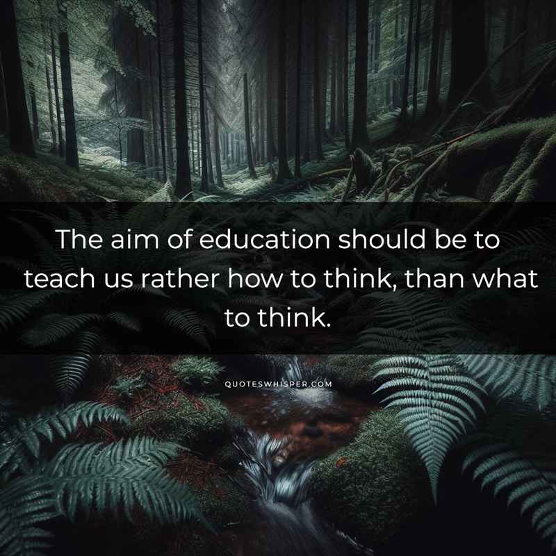 The aim of education should be to teach us rather how to think, than what to think.