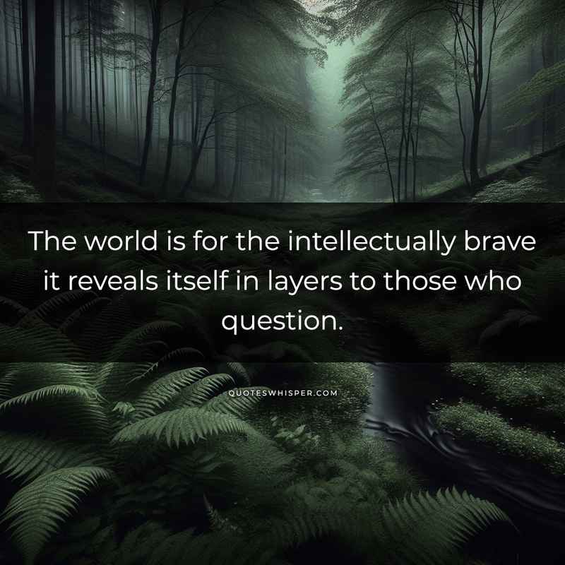 The world is for the intellectually brave it reveals itself in layers to those who question.