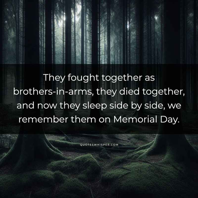 They fought together as brothers-in-arms, they died together, and now they sleep side by side, we remember them on Memorial Day.