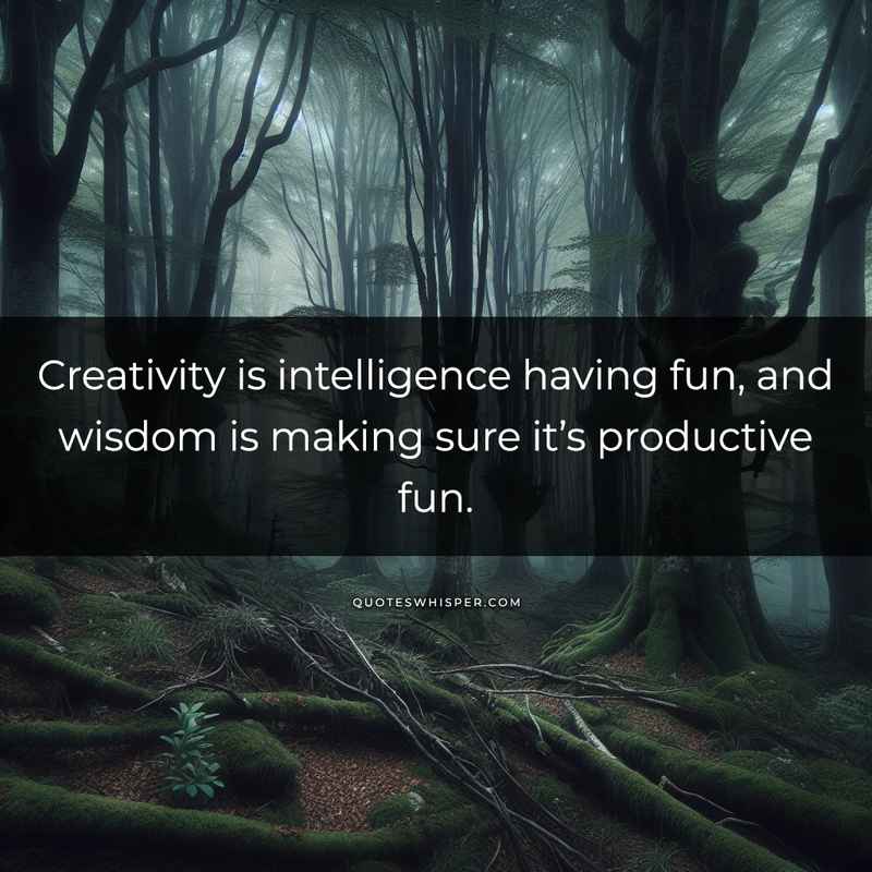 Creativity is intelligence having fun, and wisdom is making sure it’s productive fun.