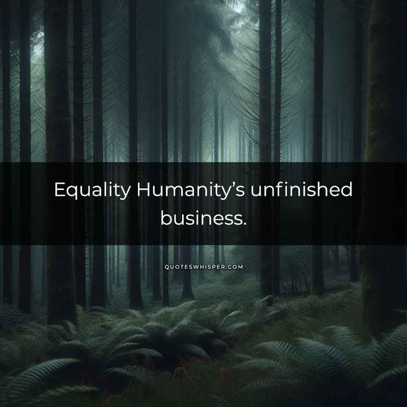 Equality Humanity’s unfinished business.