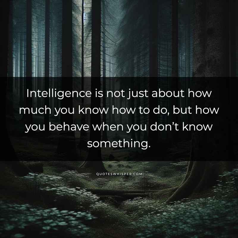 Intelligence is not just about how much you know how to do, but how you behave when you don’t know something.