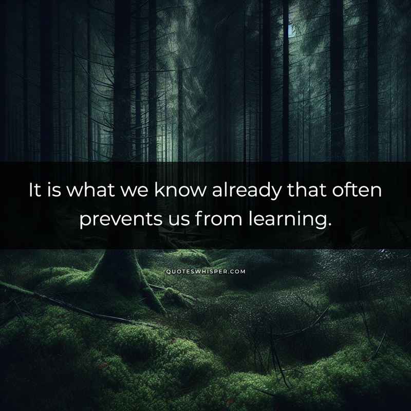 It is what we know already that often prevents us from learning.