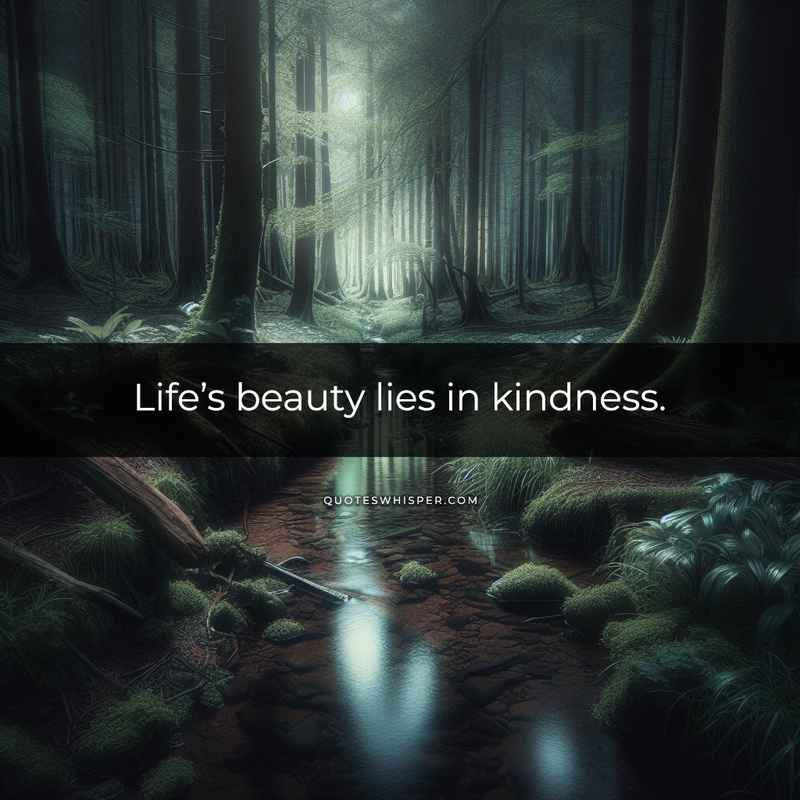 Life’s beauty lies in kindness.
