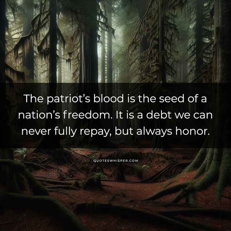 The patriot’s blood is the seed of a nation’s freedom. It is a debt we can never fully repay, but always honor.