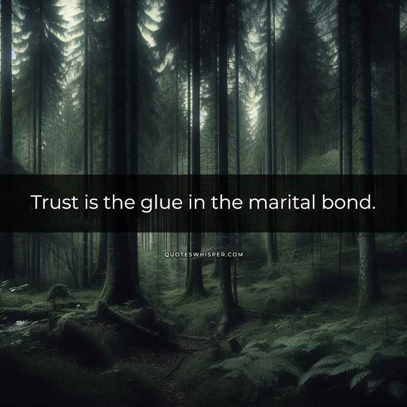 Trust is the glue in the marital bond.