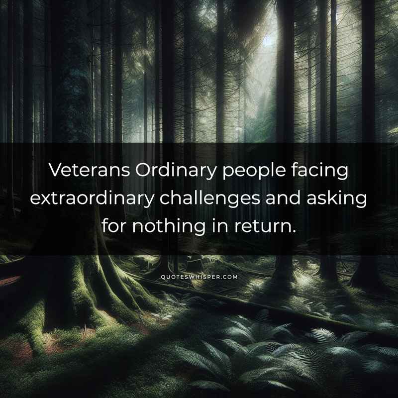 Veterans Ordinary people facing extraordinary challenges and asking for nothing in return.