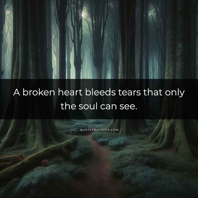 A broken heart bleeds tears that only the soul can see.