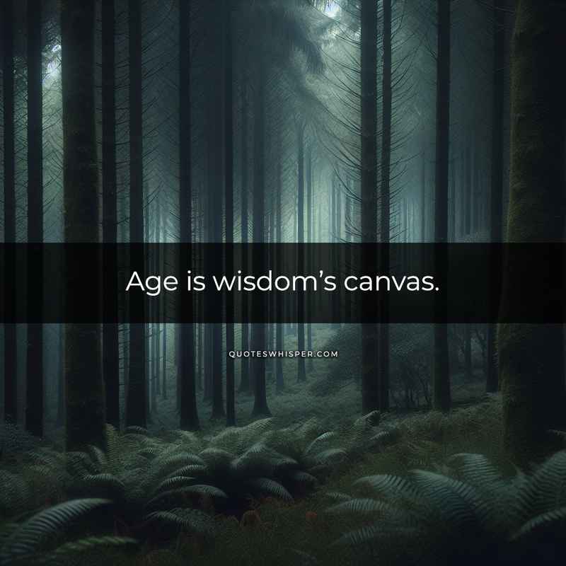 Age is wisdom’s canvas.