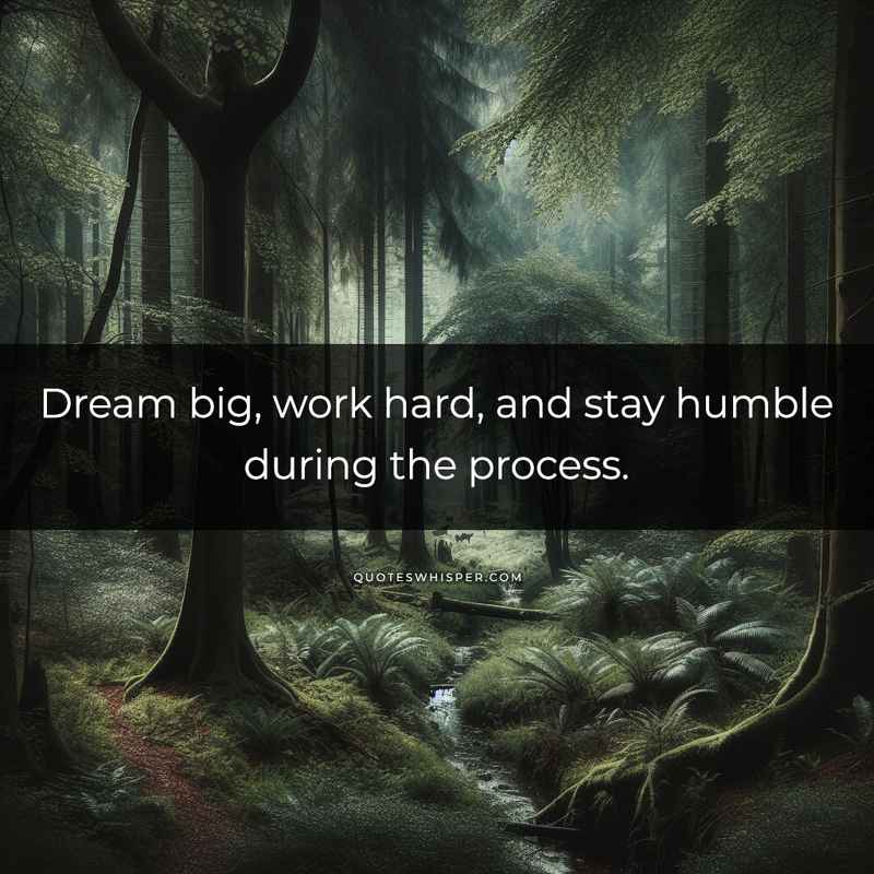 Dream big, work hard, and stay humble during the process.