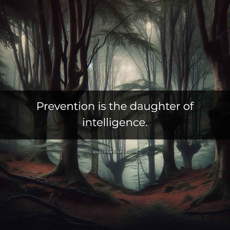 Prevention is the daughter of intelligence.