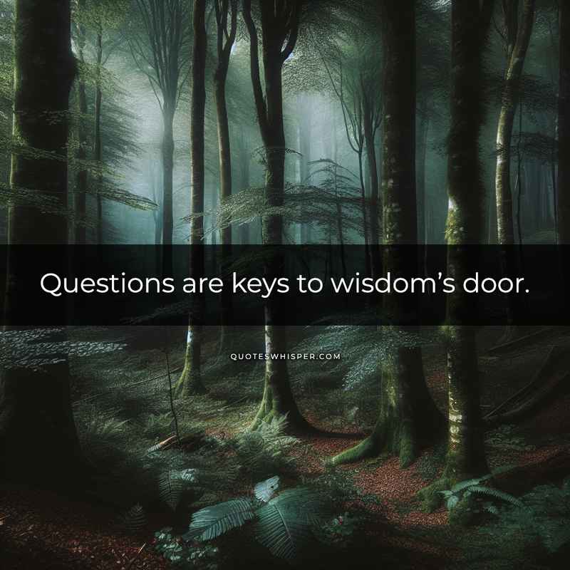 Questions are keys to wisdom’s door.