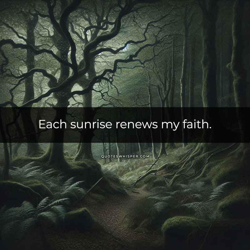 Each sunrise renews my faith.