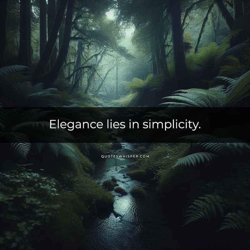 Elegance lies in simplicity.