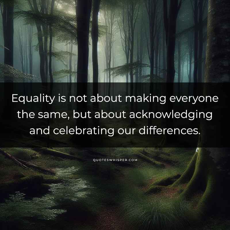 Equality is not about making everyone the same, but about acknowledging and celebrating our differences.