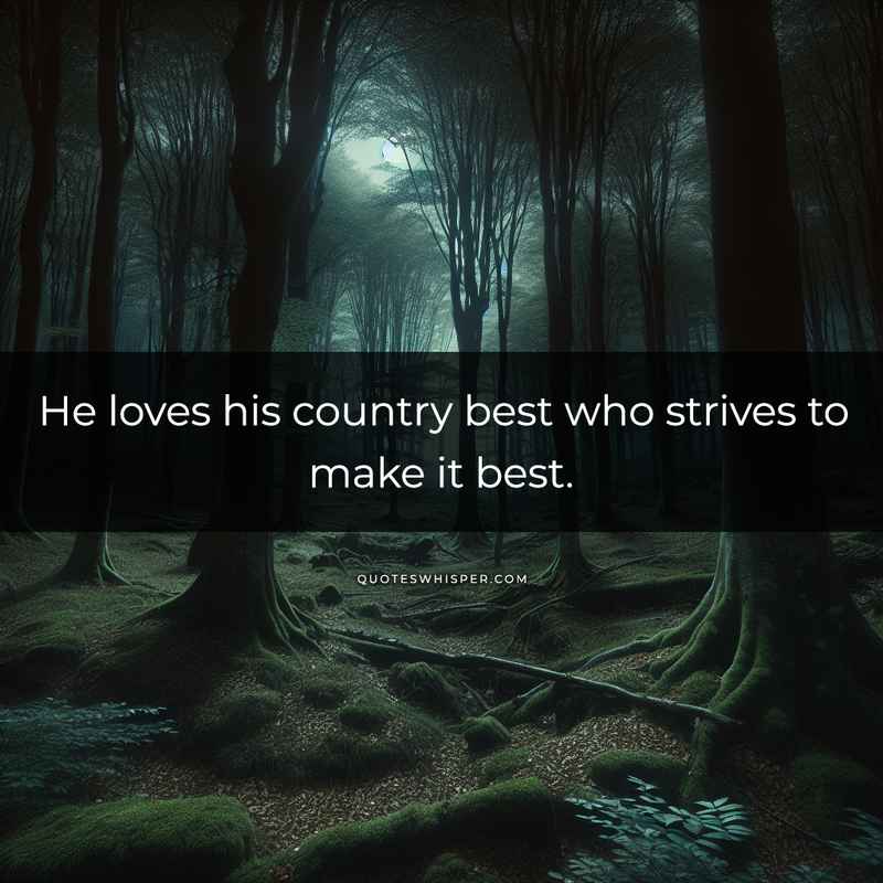 He loves his country best who strives to make it best.