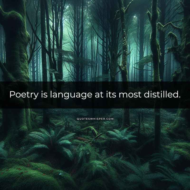 Poetry is language at its most distilled.