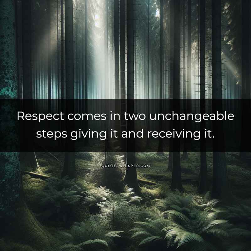Respect comes in two unchangeable steps giving it and receiving it.