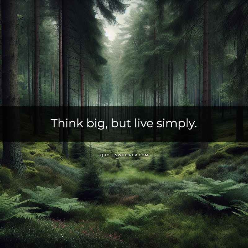 Think big, but live simply.