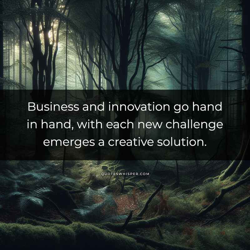 Business and innovation go hand in hand, with each new challenge emerges a creative solution.
