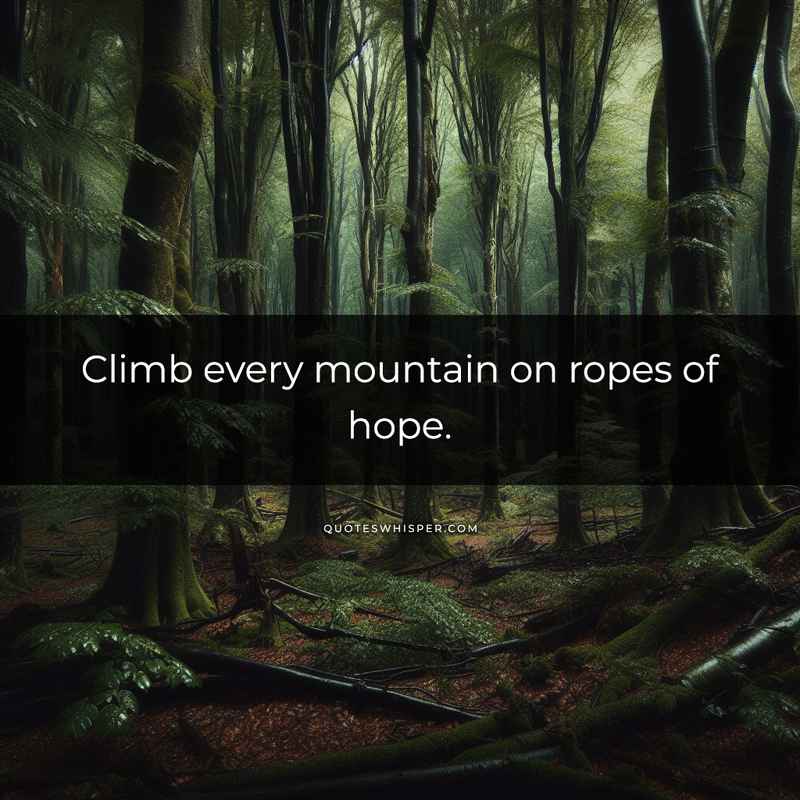 Climb every mountain on ropes of hope.