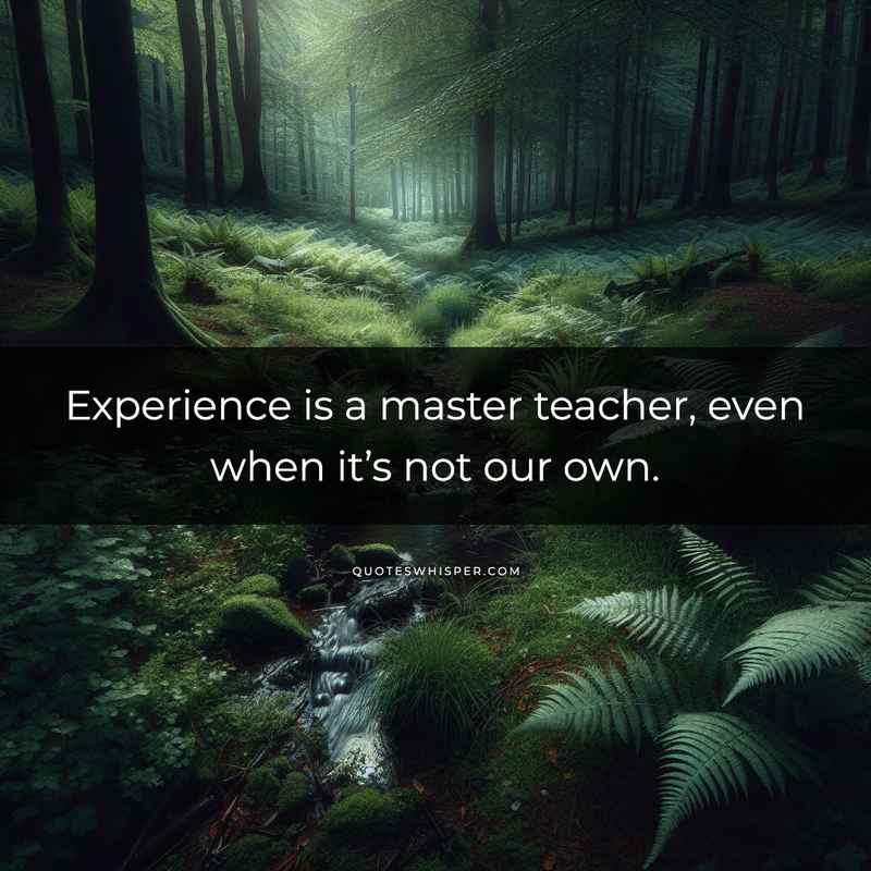 Experience is a master teacher, even when it’s not our own.