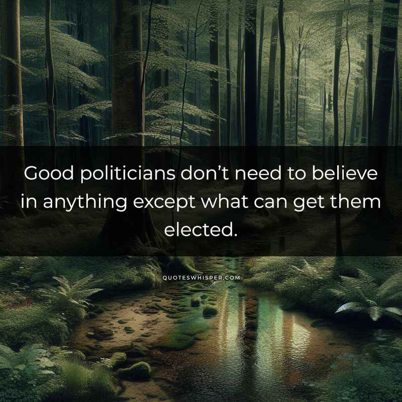 Good politicians don’t need to believe in anything except what can get them elected.
