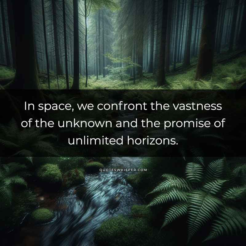 In space, we confront the vastness of the unknown and the promise of unlimited horizons.