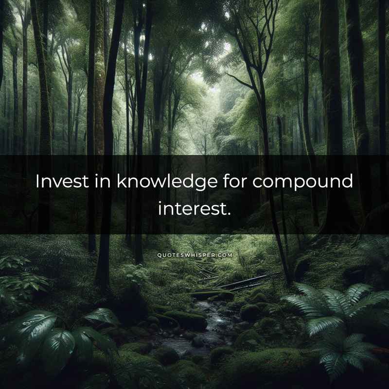 Invest in knowledge for compound interest.