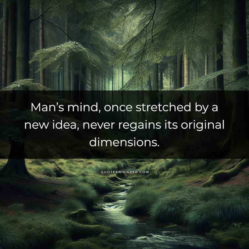 Man’s mind, once stretched by a new idea, never regains its original dimensions.
