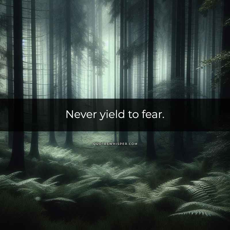 Never yield to fear.