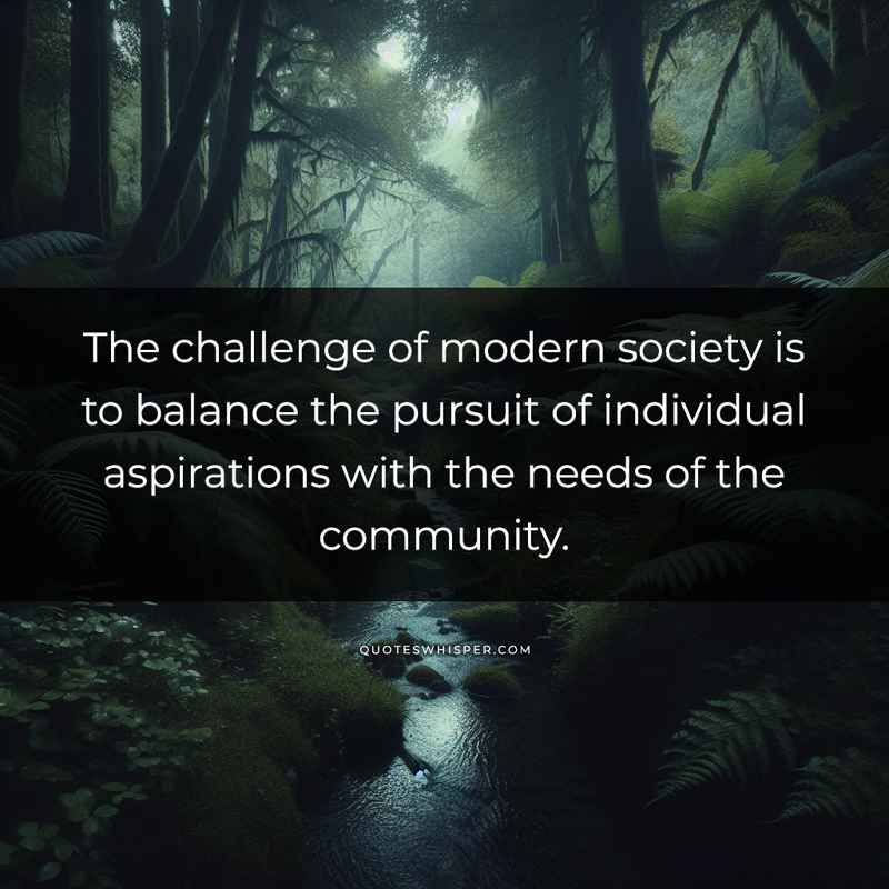 The challenge of modern society is to balance the pursuit of individual aspirations with the needs of the community.
