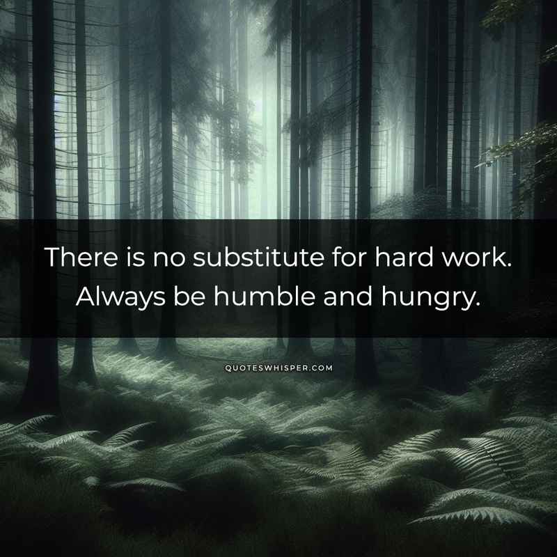 There is no substitute for hard work. Always be humble and hungry.