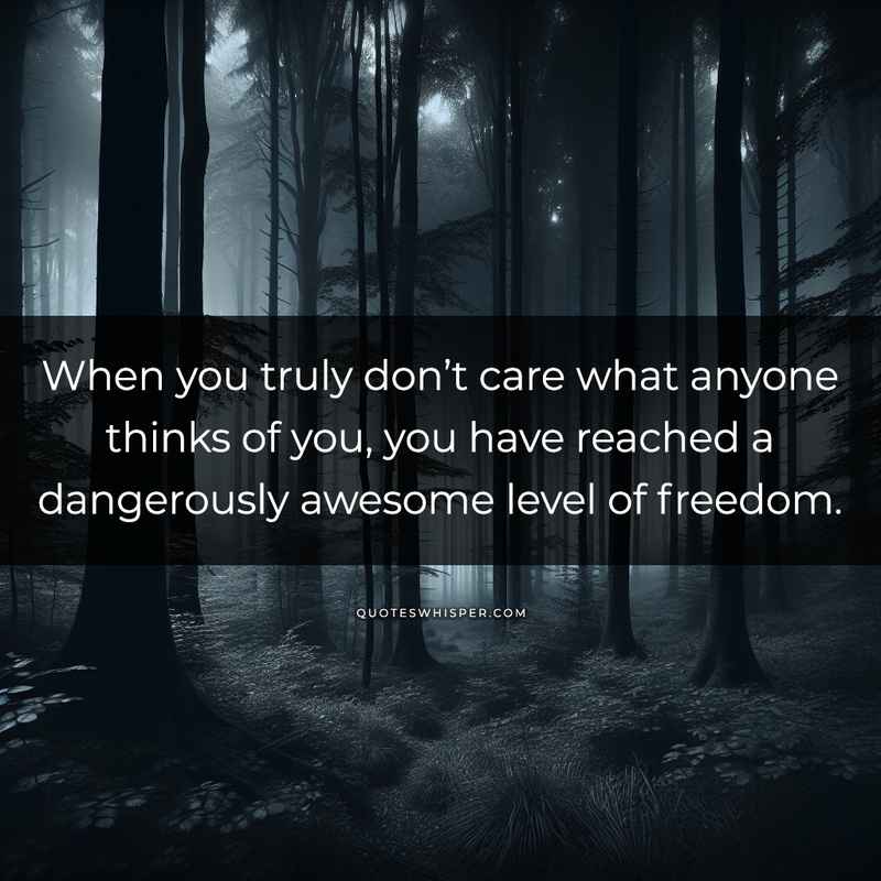 When you truly don’t care what anyone thinks of you, you have reached a dangerously awesome level of freedom.