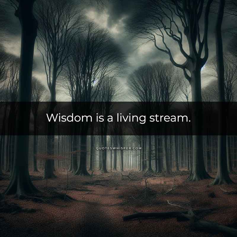 Wisdom is a living stream.