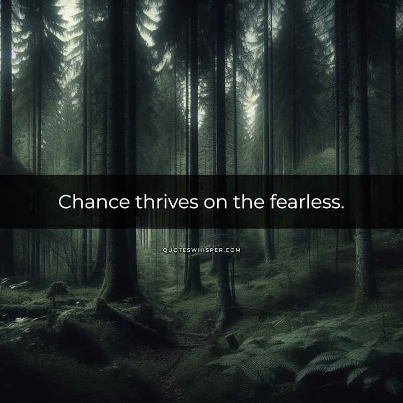 Chance thrives on the fearless.