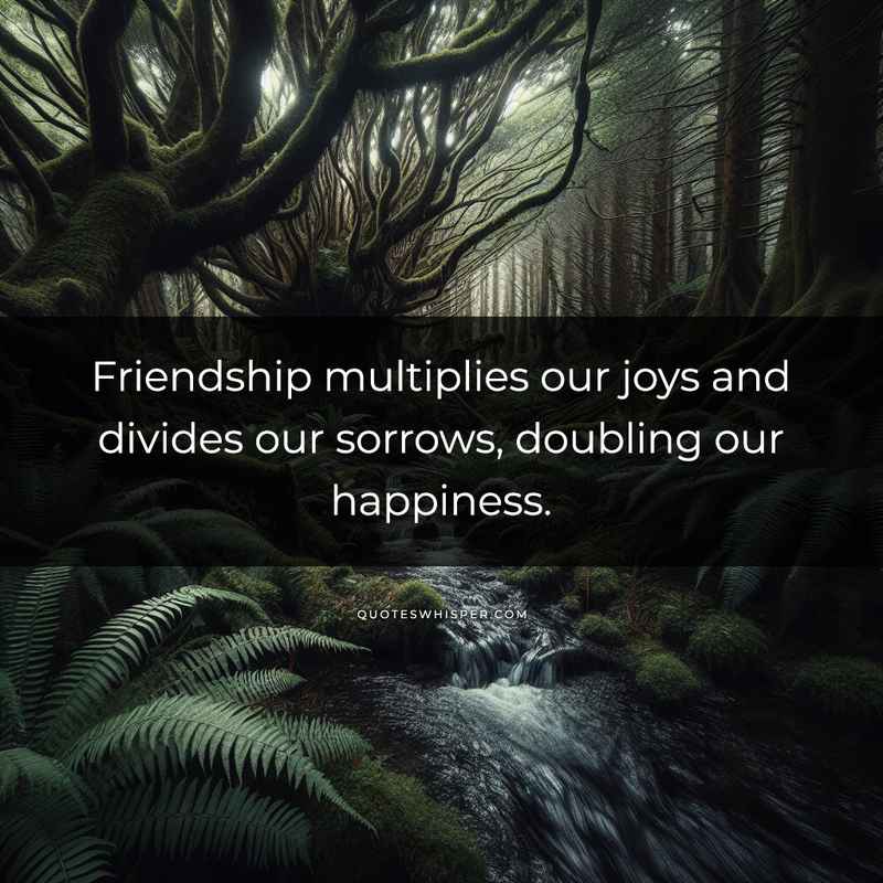 Friendship multiplies our joys and divides our sorrows, doubling our happiness.