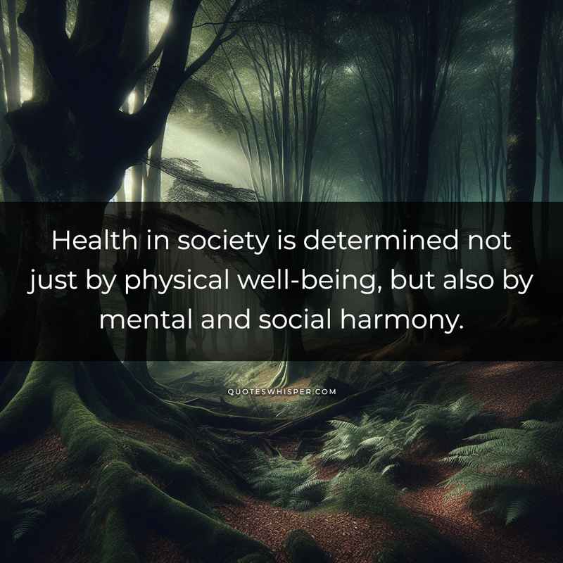 Health in society is determined not just by physical well-being, but also by mental and social harmony.