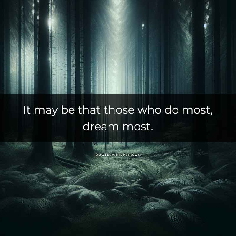It may be that those who do most, dream most.