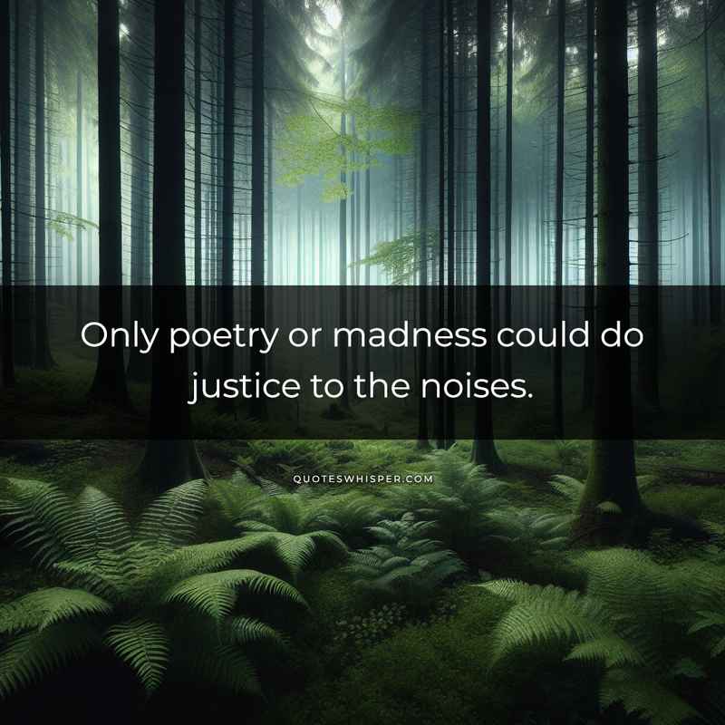 Only poetry or madness could do justice to the noises.