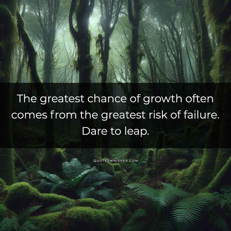The greatest chance of growth often comes from the greatest risk of failure. Dare to leap.