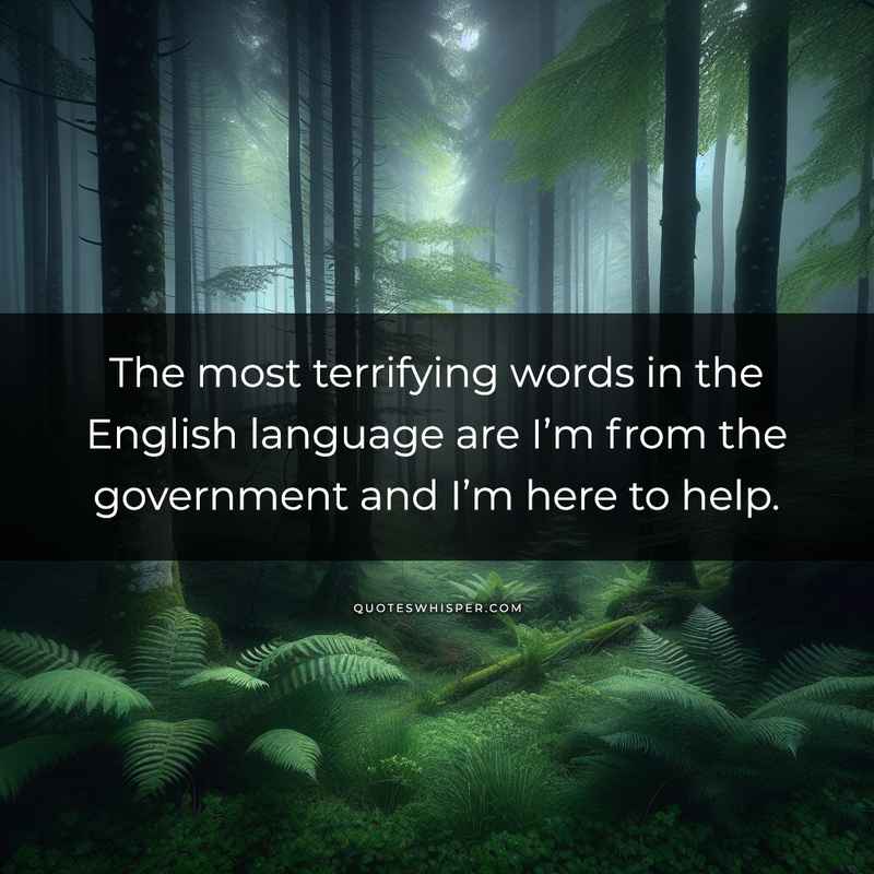 The most terrifying words in the English language are I’m from the government and I’m here to help.