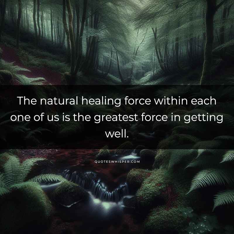 The natural healing force within each one of us is the greatest force in getting well.