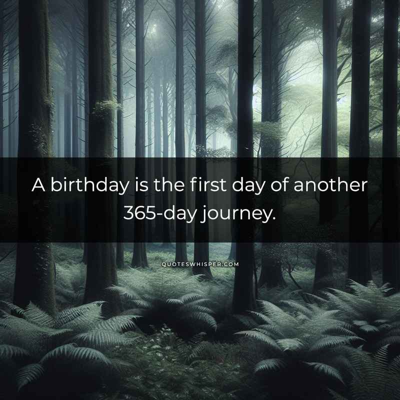 A birthday is the first day of another 365-day journey.