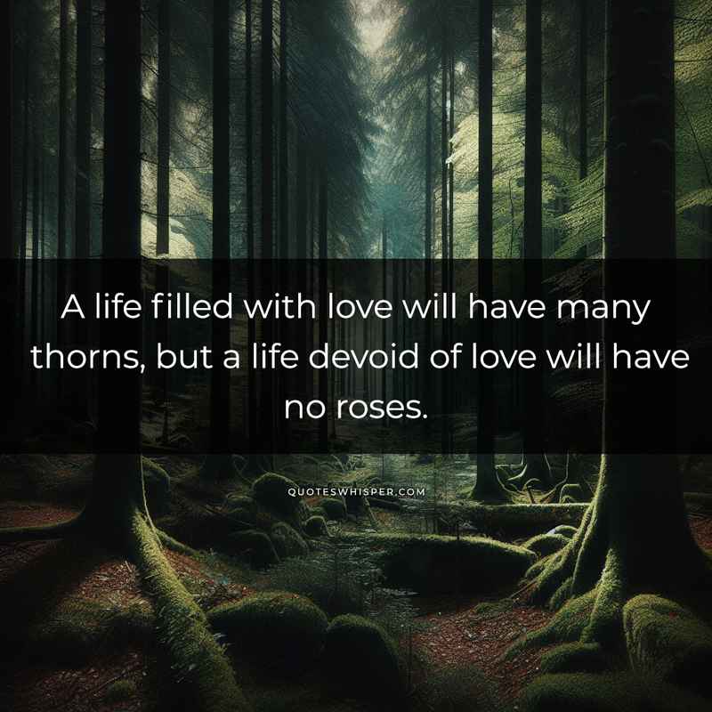 A life filled with love will have many thorns, but a life devoid of love will have no roses.